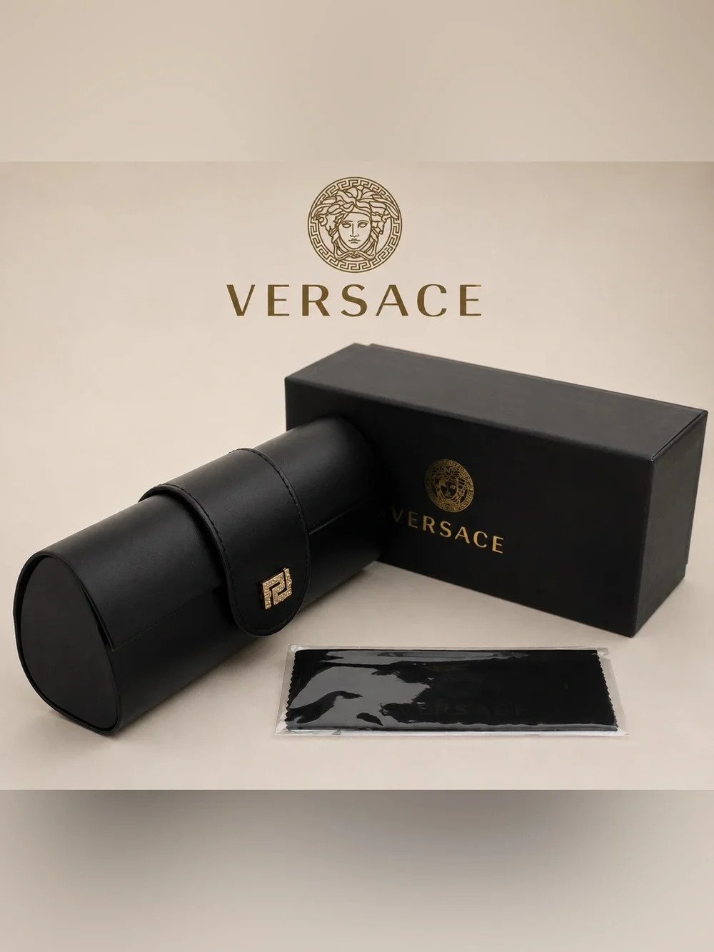 Versace Eyewear Case, Gift Box & Cleaning Cloth/Pouch Set